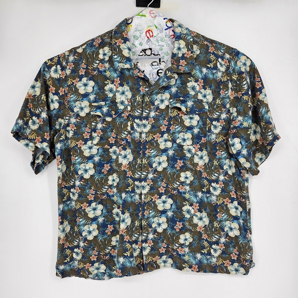Vintage Wrangler Shirt Mens‎ XXL Western  Hawaiian Pearl Snap Short Sleeve